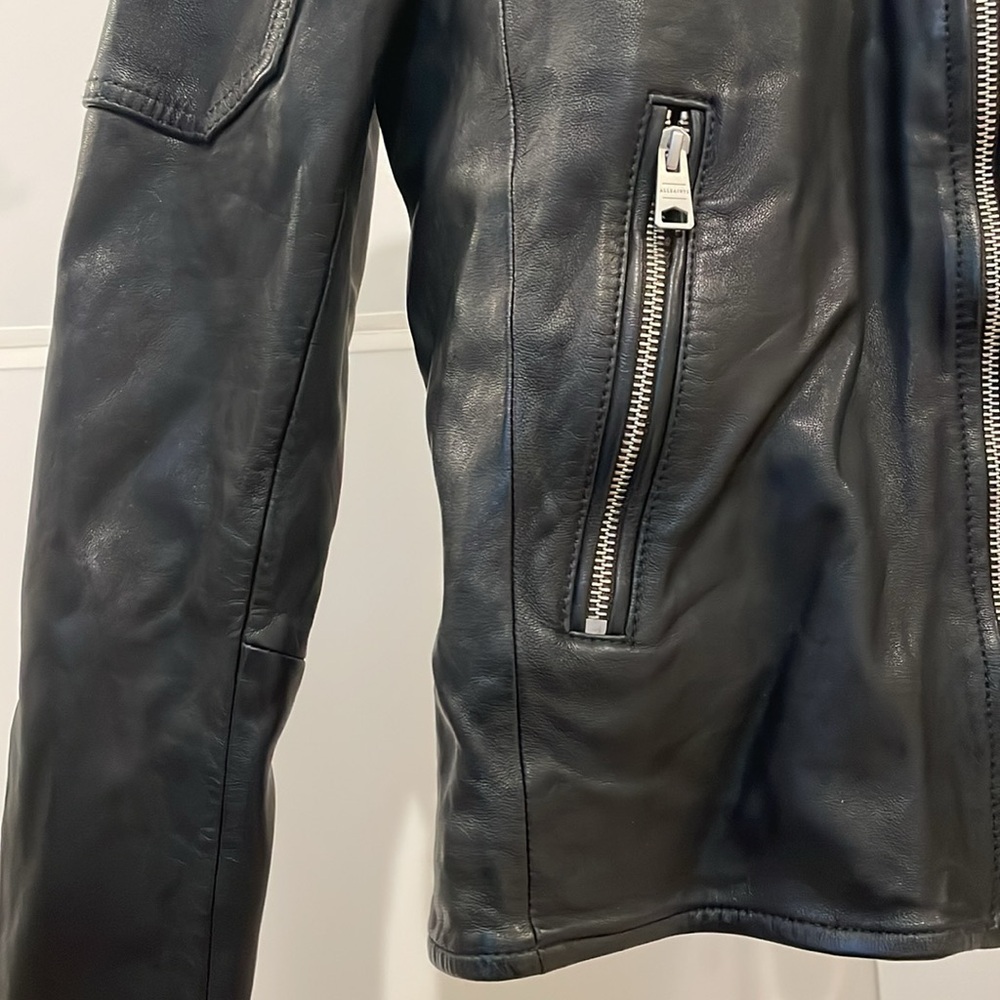Men’s Black Leather AllSaints Jacket - Picture 4 of 7